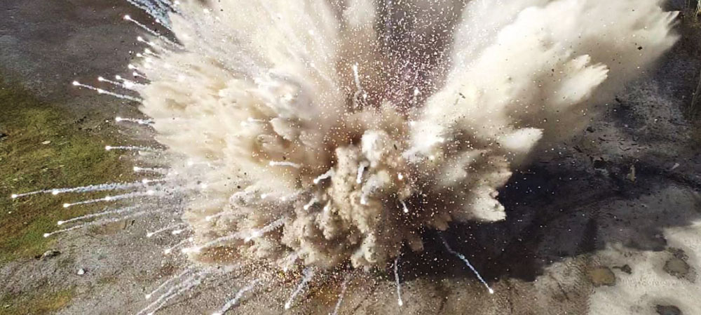 Aerial shot of special effect explosion